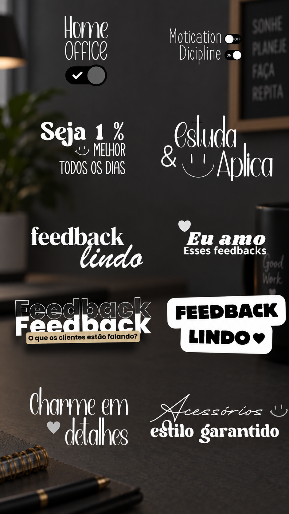 Figurinhas para feedback e home office