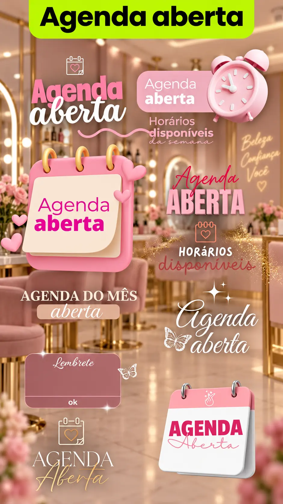 Figurinhas de agenda aberta