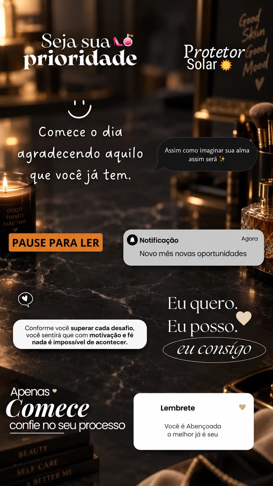 Figurinhas de autocuidado e motivação