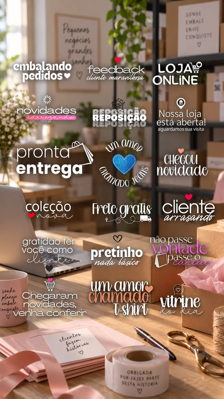Figurinhas para loja, pedidos e clientes