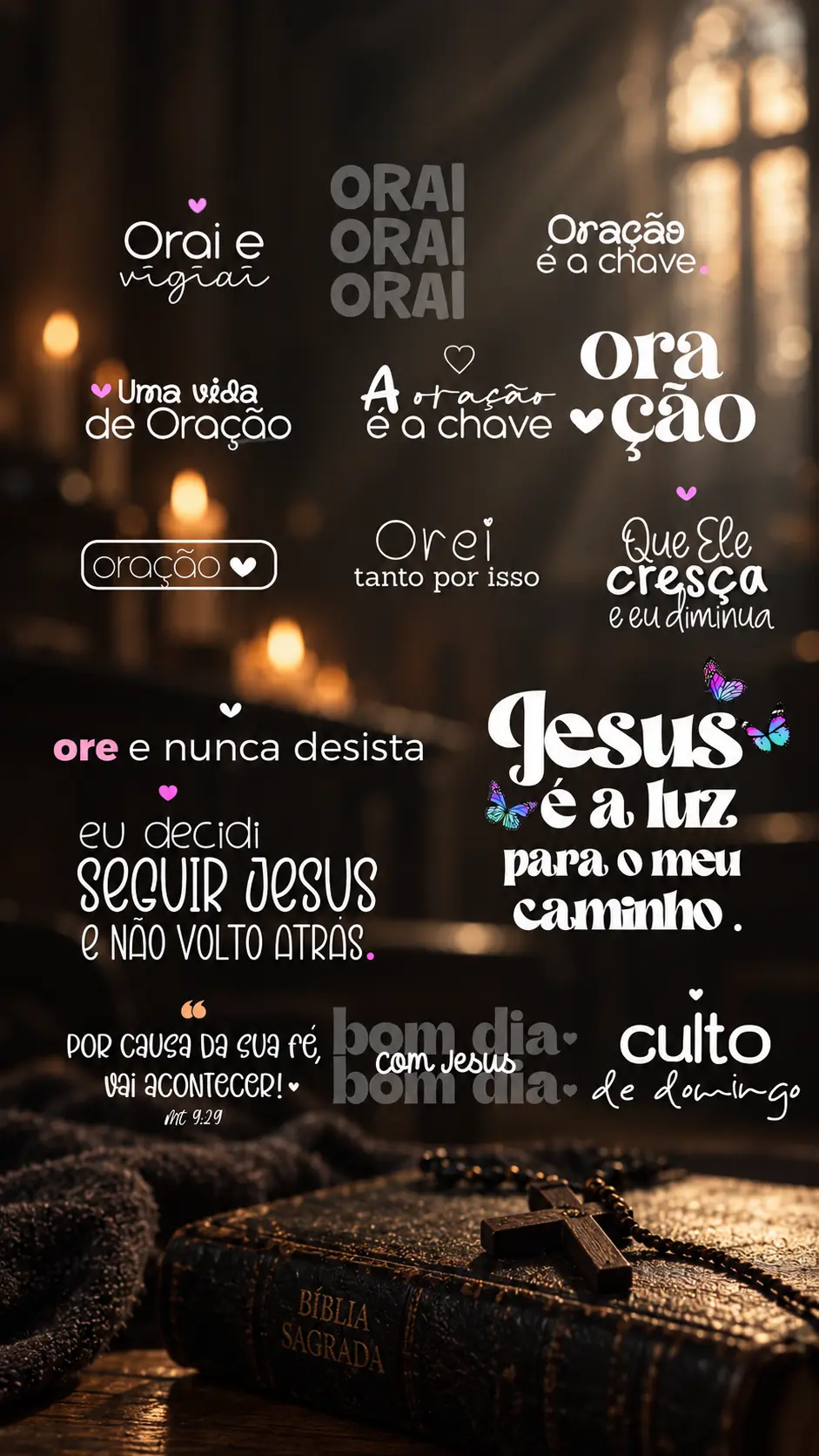 Figurinhas de fé e oração